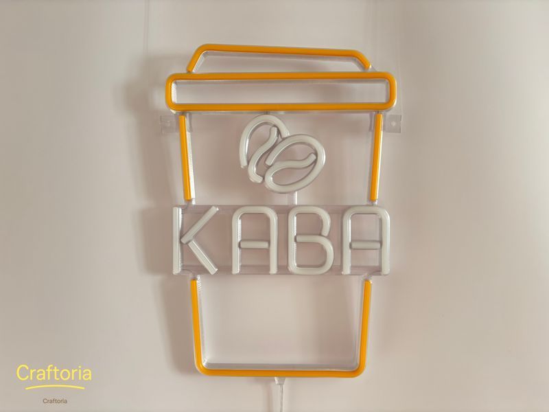 Neon LED sign Neon sign Glass of coffee beans 380x260 Combined &mdash; product code СТА-380x260-КОМ, main photo