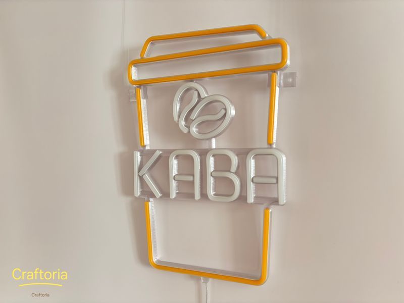 Neon LED sign Neon sign Glass of coffee beans 380x260 Combined &mdash; product code СТА-380x260-КОМ, main photo