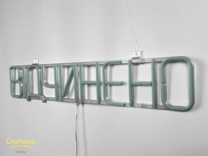 Neon LED sign Neon sign Open 750x145 Blue &mdash; product code ВІД-750x145-БЛА, main photo