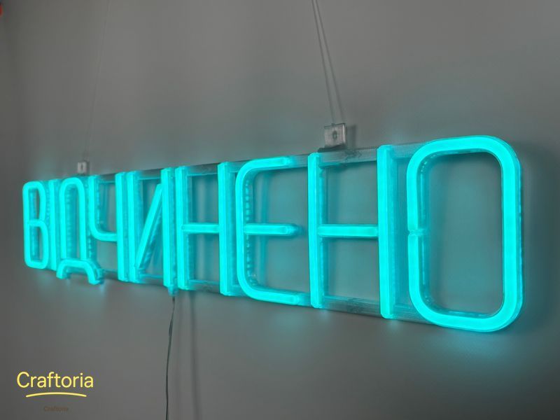 Neon LED sign Neon sign Open 750x145 Blue &mdash; product code ВІД-750x145-БЛА, main photo