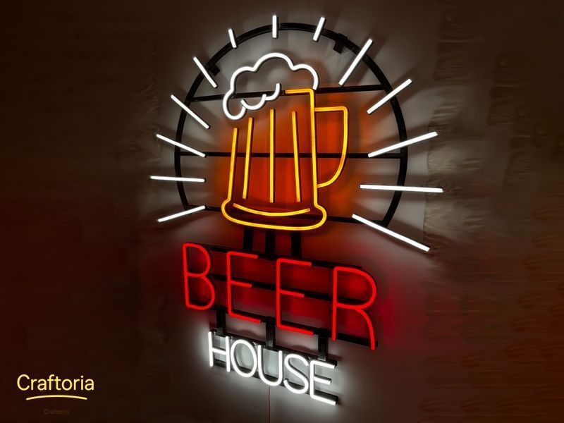 Neon LED sign Neon sign Beer house 921x748 Combined &mdash; product code BEE-921x748-КОМ, main photo