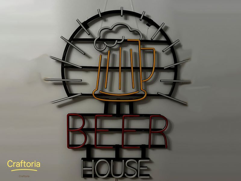 Neon LED sign Neon sign Beer house 921x748 Combined &mdash; product code BEE-921x748-КОМ, main photo