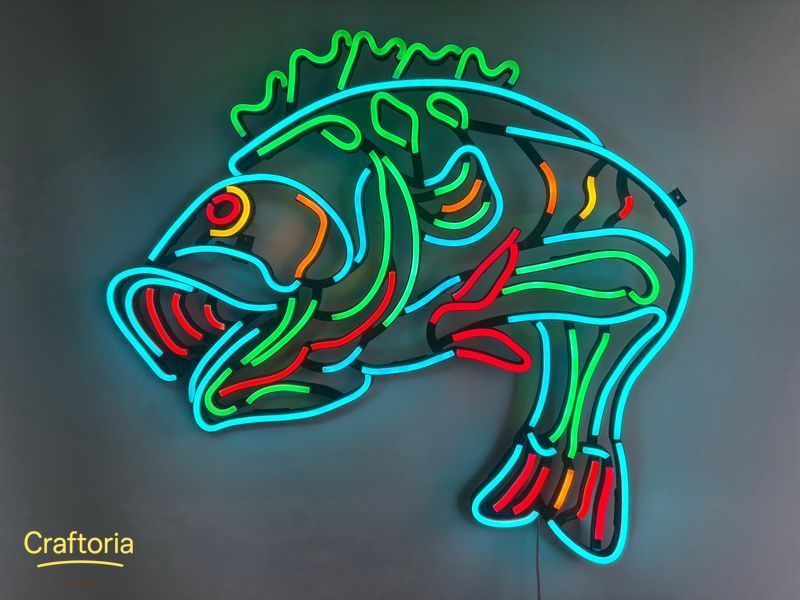 Neon LED sign Neon sign Carp 700x570 Combined &mdash; product code КАР-700x570-КОМ, main photo