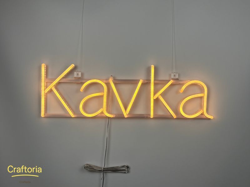 Neon LED sign Neon sign Kavka 530x165 White &mdash; product code KAV-530x165-БІЛ, main photo