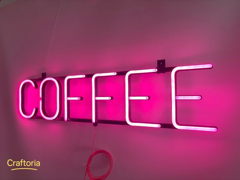 Neon LED sign Neon sign Presto Coffee 2000x300 Pink &mdash; product code PRE-2000x300-РОЖ, main photo
