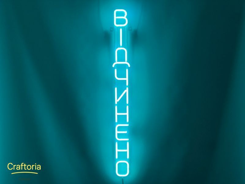 Neon LED sign Neon sign Open vertical 800x85 Blue &mdash; product code ВІД-800x85-БЛА, main photo