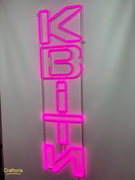 Neon LED sign Neon sign Flowers fat vertical 1400x350 Pink &mdash; product code КВІ-1400x350-РОЖ, main photo