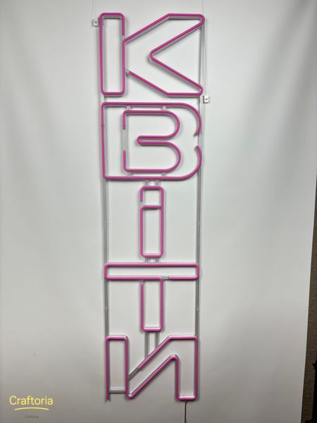 Neon LED sign Neon sign Flowers fat vertical 1400x350 Pink &mdash; product code КВІ-1400x350-РОЖ, main photo