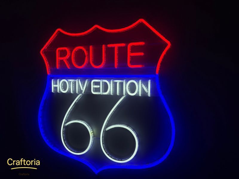 Неоновая вывеска Route 66 600x600 Комбинированный ROU-600x600-КОМ фото