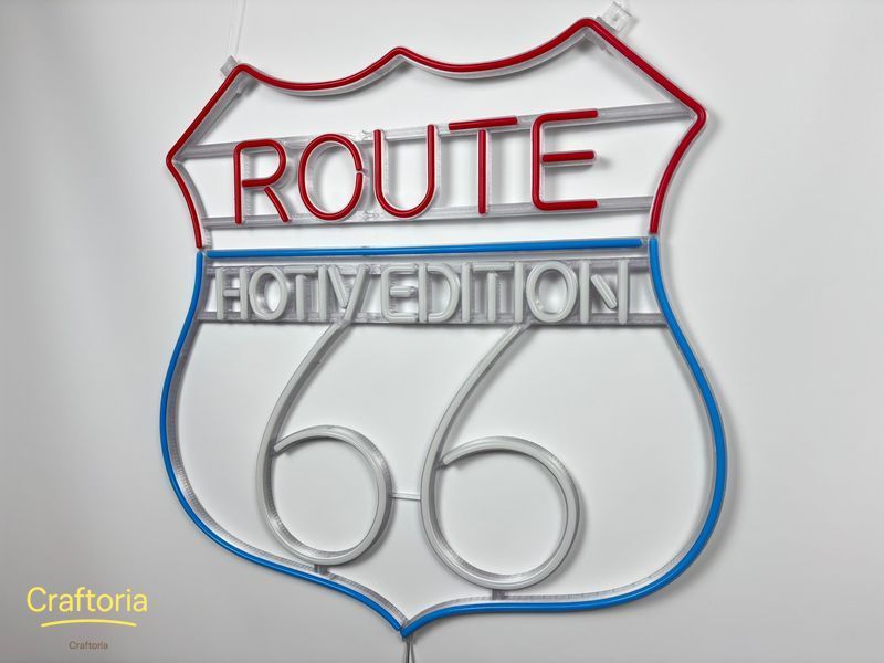 Неоновая вывеска Route 66 600x600 Комбинированный ROU-600x600-КОМ фото