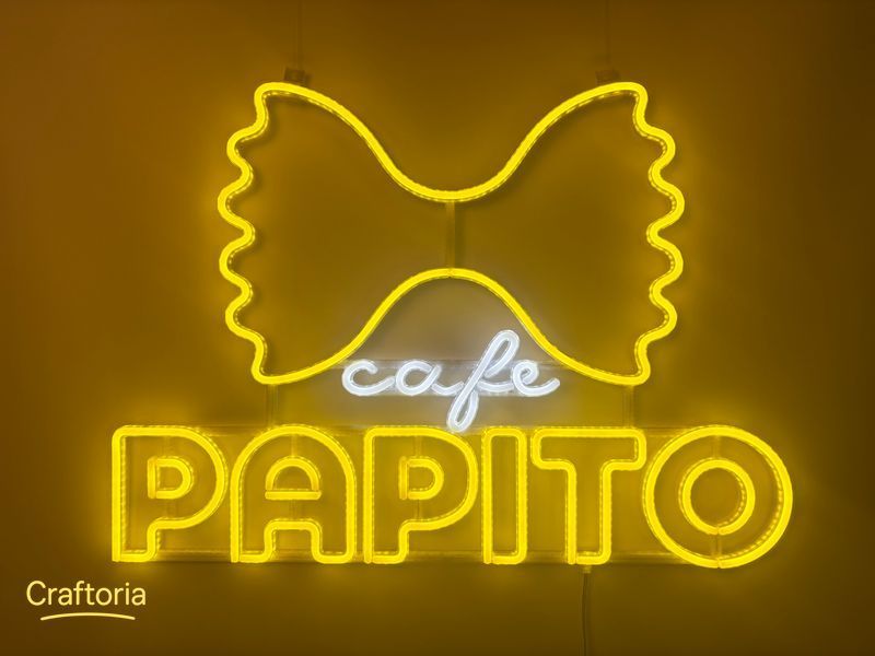 Неоновая вывеска Papito cafe 700x495 Комбинированный PAP-700x495-КОМ фото