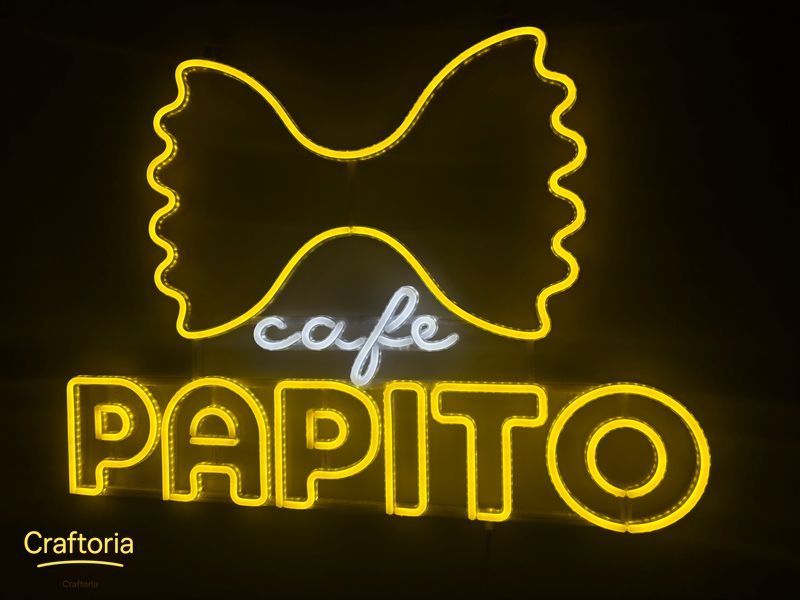 Неоновая вывеска Papito cafe 700x495 Комбинированный PAP-700x495-КОМ фото