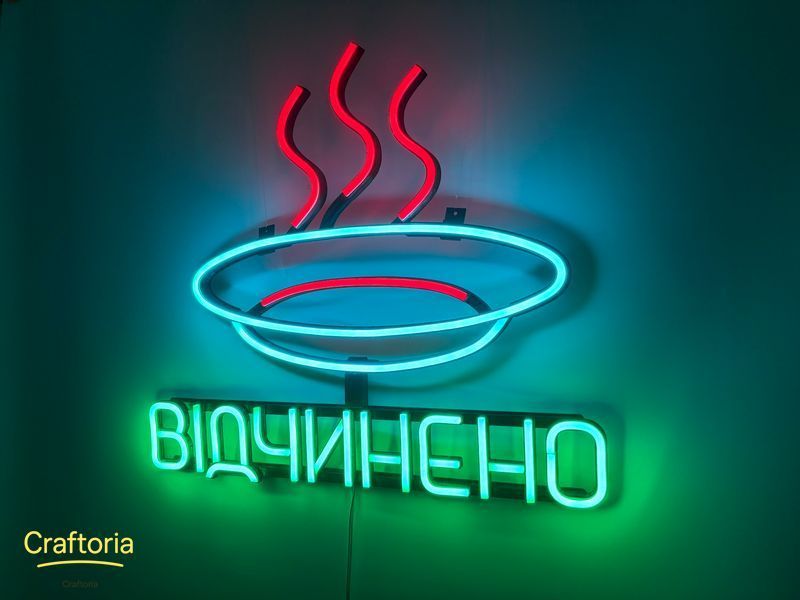 Neon LED sign Neon sign Plate open 500x450 Combined &mdash; product code ТАР-500x450-КОМ, main photo