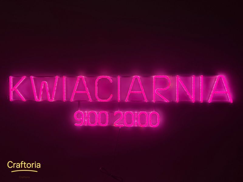 Неоновая вывеска Kwiaciarnia 1200x275 Розовый KWI-1200x275-РОЖ фото