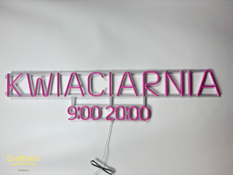Неоновая вывеска Kwiaciarnia 1200x275 Розовый KWI-1200x275-РОЖ фото