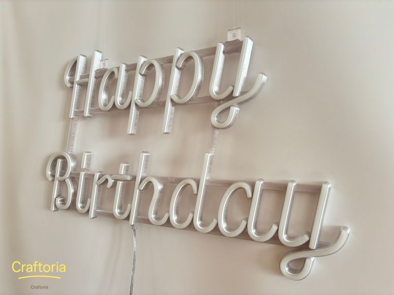 Neon LED sign Neon sign Happy birthday 700x435 White &mdash; product code HAP-700x435-БІЛ, main photo