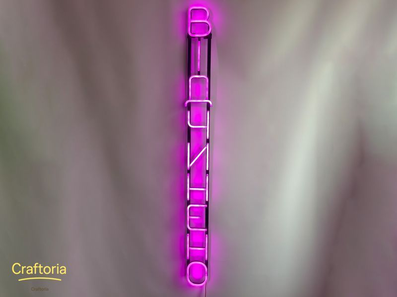 Неоновая вывеска Открыта вертикальная 1250x120 Розовый ВІД-1250x120-РОЖ фото