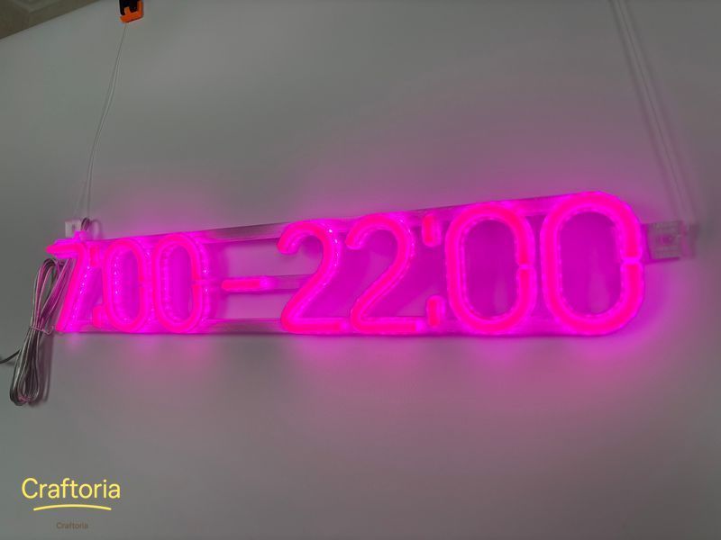 Неонова вивіска Графік роботи 7-22 490x80 Рожевий ГРА-490x80-РОЖ фото