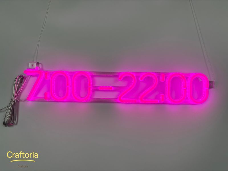 Неонова вивіска Графік роботи 7-22 490x80 Рожевий ГРА-490x80-РОЖ фото