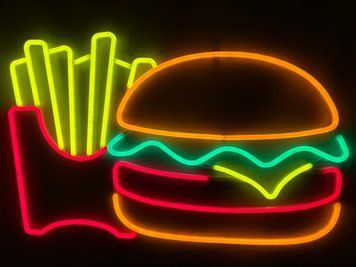 Неоновая вывеска Бургер картофель фри Neon12мм 1100x680 Комбинированный БУР-1100x680-КОМ фото