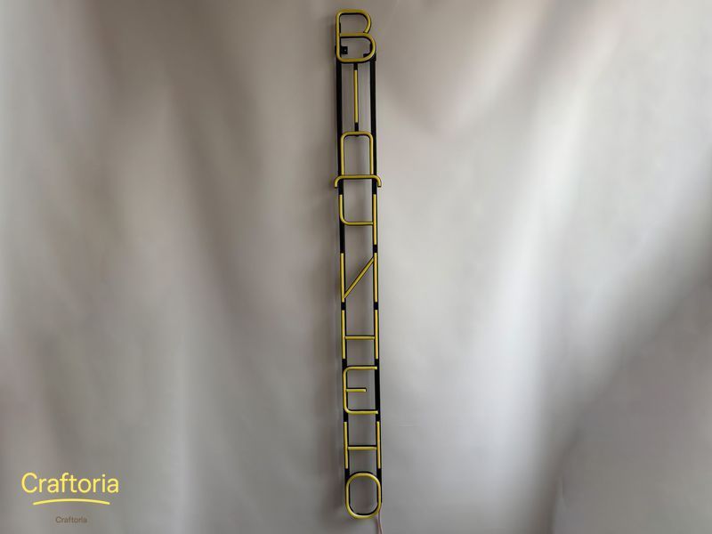 Neon LED sign Neon sign Open vertical 1420x130 Lemon yellow &mdash; product code ВІД-1420x130-ЛИМ, main photo