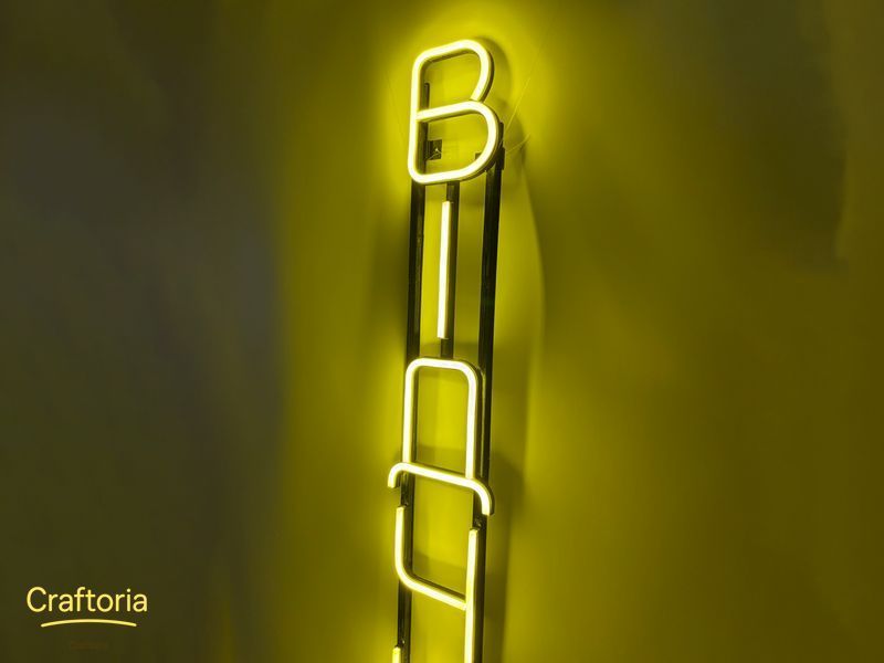 Neon LED sign Neon sign Open vertical 1420x130 Lemon yellow &mdash; product code ВІД-1420x130-ЛИМ, main photo