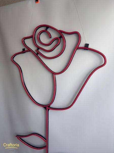 Neon LED sign Neon sign Rose 1300x700 Red &mdash; product code РОЗ-1300x700-ЧЕР, main photo