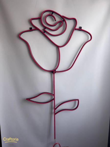 Neon LED sign Neon sign Rose 1300x700 Red &mdash; product code РОЗ-1300x700-ЧЕР, main photo