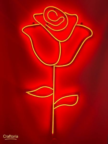 Neon LED sign Neon sign Rose 1300x700 Red &mdash; product code РОЗ-1300x700-ЧЕР, main photo
