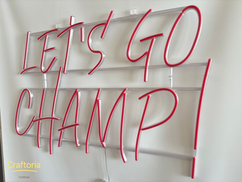 Неонова вивіска Let`s go champ! 900x600 Червоний LET-900x600-ЧЕР фото