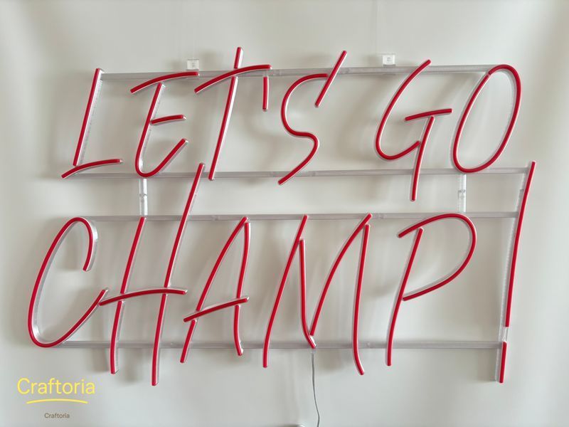 Неонова вивіска Let`s go champ! 900x600 Червоний LET-900x600-ЧЕР фото