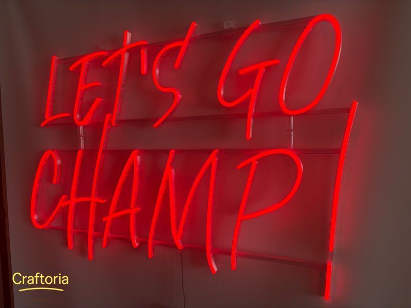 Неонова вивіска Let`s go champ! 900x600 Червоний LET-900x600-ЧЕР фото