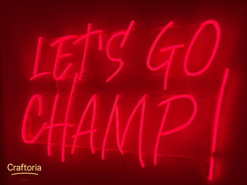 Неонова вивіска Let`s go champ! 900x600 Червоний LET-900x600-ЧЕР фото
