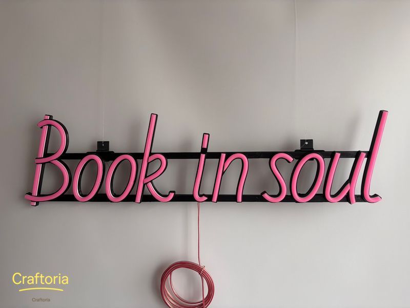 Неонова вивіска Book in soul 600x155 Рожевий BOO-600x155-РОЖ фото