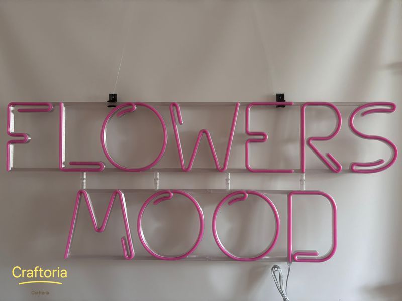 Неоновая вывеска Flowers Mood 1000x410 Розовый FLO-1000x410-РОЖ фото