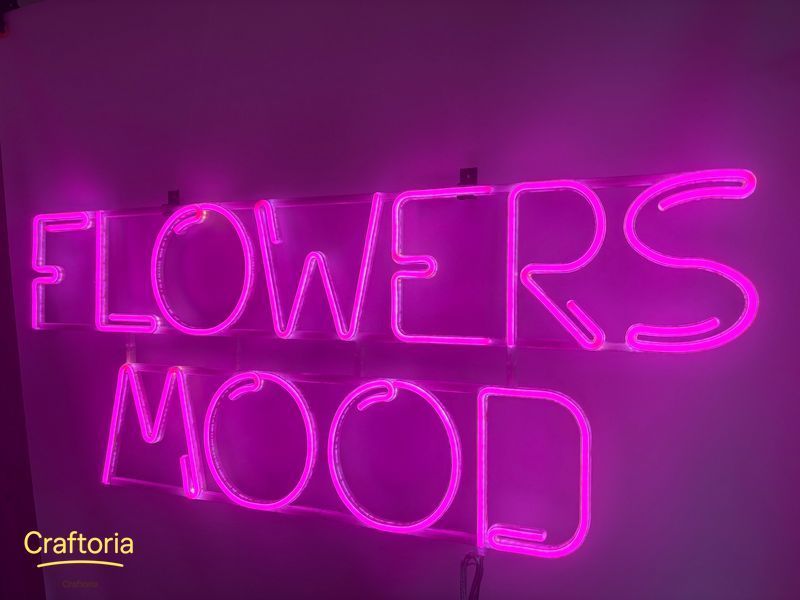 Неоновая вывеска Flowers Mood 1000x410 Розовый FLO-1000x410-РОЖ фото