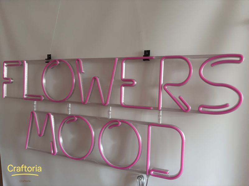 Неоновая вывеска Flowers Mood 1000x410 Розовый FLO-1000x410-РОЖ фото