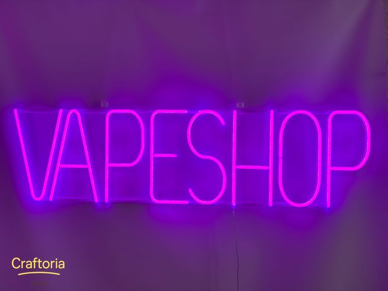 Неоновая вывеска Vapeshop 1000x270 Фиолетовый VAP-1000x270-ФІО фото