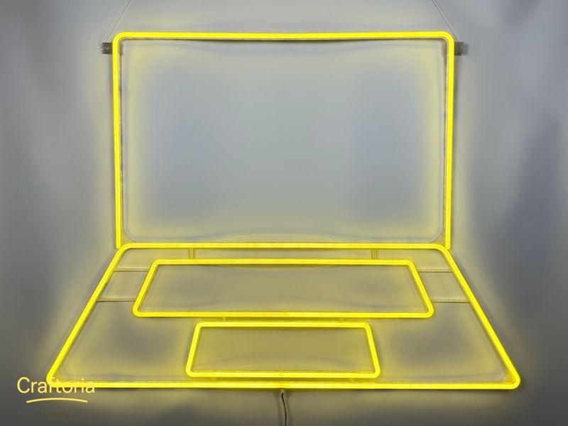 Neon LED sign Neon sign Laptop 900x670 Lemon yellow &mdash; product code НОУ-900x670-ЛИМ, main photo