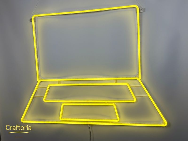 Neon LED sign Neon sign Laptop 900x670 Lemon yellow &mdash; product code НОУ-900x670-ЛИМ, main photo