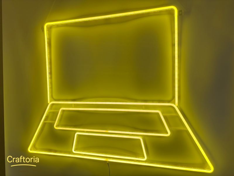 Neon LED sign Neon sign Laptop 900x670 Lemon yellow &mdash; product code НОУ-900x670-ЛИМ, main photo