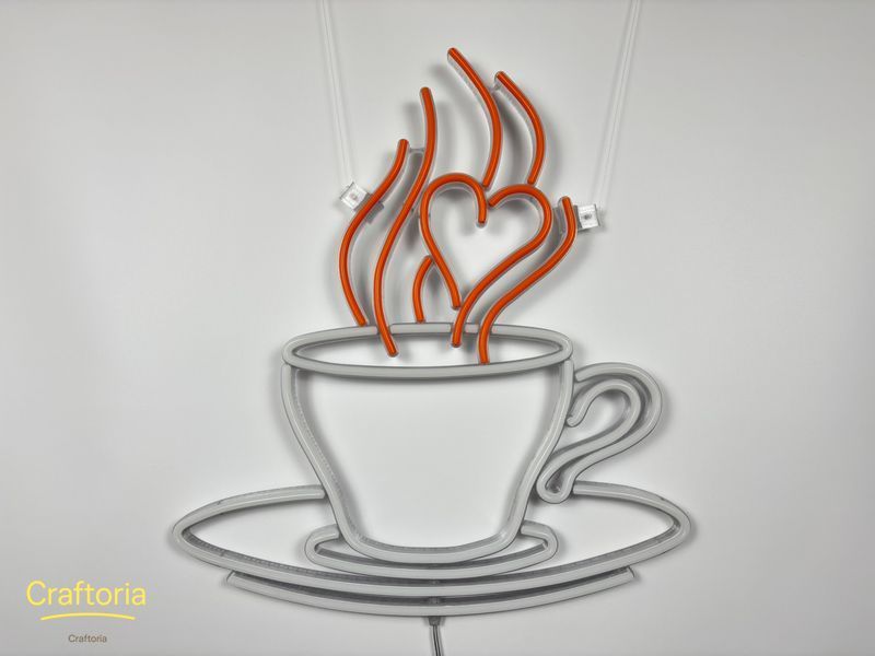 Neon LED sign Neon sign Cup 500x450 Combined &mdash; product code ЧАШ-500x450-КОМ, main photo