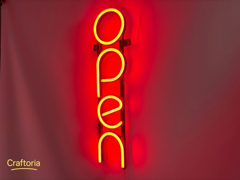 Неонова вивіска Open вертикальна 483x116 Червоний OPE-483x116-ЧЕР фото