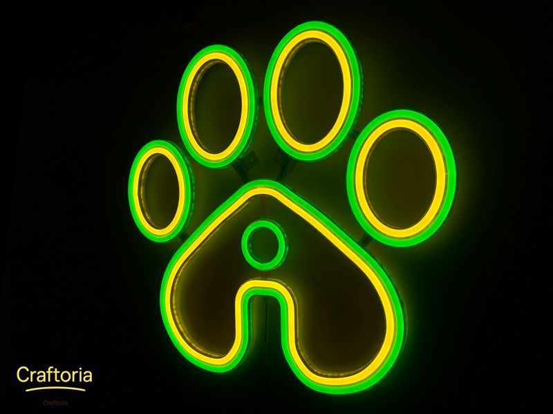 Неоновая вывеска Лапа Neon8мм 500x500 Комбинированный ЛАП-500x500-КОМ фото