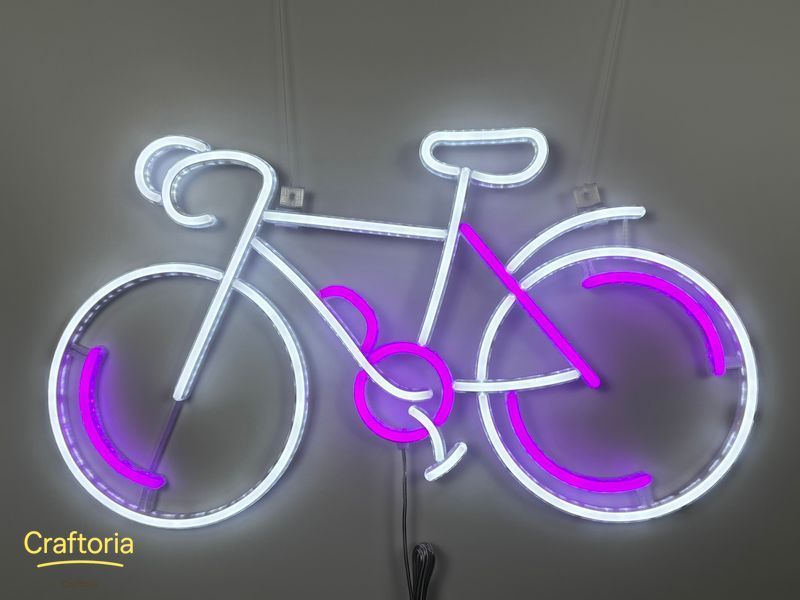 Neon LED sign Neon sign Bicycle 600x340 Combined &mdash; product code ВЕЛ-600x340-КОМ, main photo