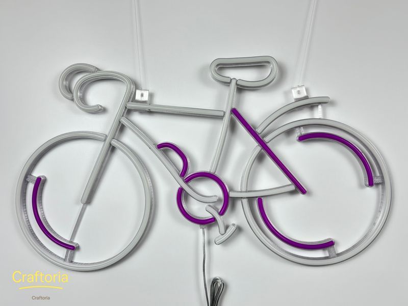 Neon LED sign Neon sign Bicycle 600x340 Combined &mdash; product code ВЕЛ-600x340-КОМ, main photo