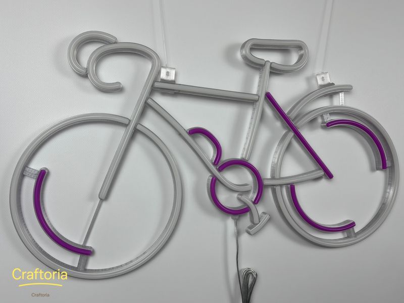 Neon LED sign Neon sign Bicycle 600x340 Combined &mdash; product code ВЕЛ-600x340-КОМ, main photo