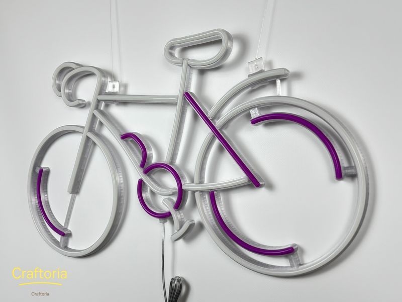 Neon LED sign Neon sign Bicycle 600x340 Combined &mdash; product code ВЕЛ-600x340-КОМ, main photo