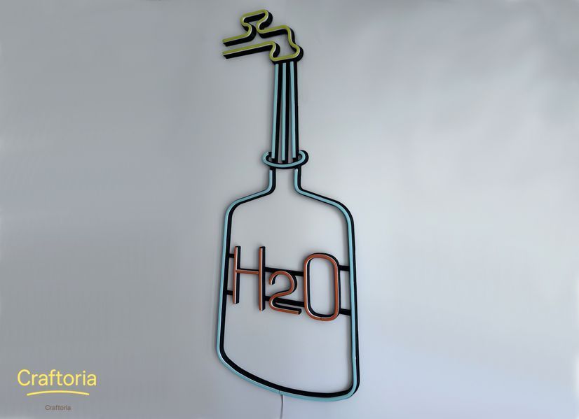 Неоновая вывеска H2O 955x390 Комбинированный H2O-955x390-КОМ фото
