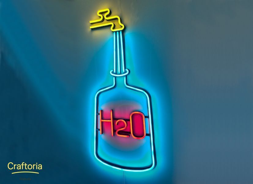 Неоновая вывеска H2O 955x390 Комбинированный H2O-955x390-КОМ фото